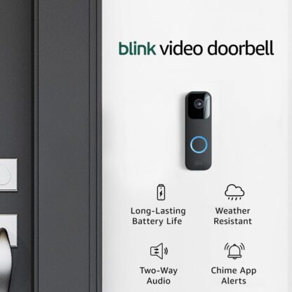 Blink Video Doorbell | Two-way audio, HD video, long-lasting battery life, motion detection, chime app alerts, Works with Alexa (Black)