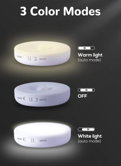 Homelist Motion Sensor Lights Indoor,6 Pack Wireless LED Rechargeable Magnetic Stick on Wall Night Light,Battery Operated USB Charging,Stair, Corridors, Closet, Kitchen Light Under Cabinets Puck Light - Image 4