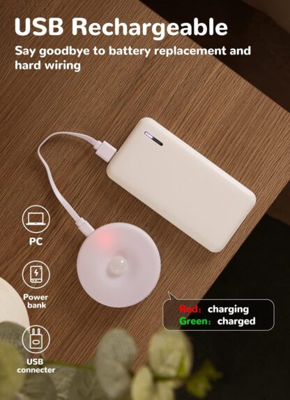 Homelist Motion Sensor Lights Indoor,6 Pack Wireless LED Rechargeable Magnetic Stick on Wall Night Light,Battery Operated USB Charging,Stair, Corridors, Closet, Kitchen Light Under Cabinets Puck Light - Image 9