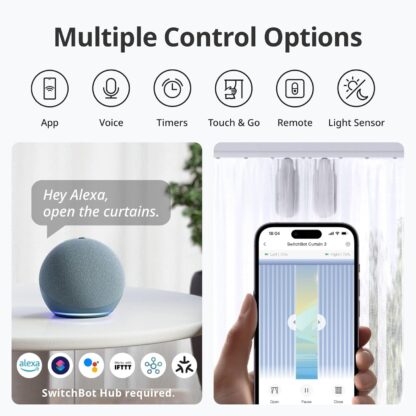 SwitchBot Smart Automatic Curtain Opener - Bluetooth Remote Control with App/Timer, Upgraded High-Performance Motor, Add SwitchBot Hub to Make it Work with Alexa, Google Home, HomeKit(Curtain 3,Rod) - Image 22