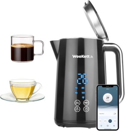 Alexa Smart Kettle, 1.7L - Smart Home Voice Control Kettle - Temperature Control Kettle with Cool Touch, LED Display & Keep Warm Function - 3000w Energy Efficient & BPA Free - Black