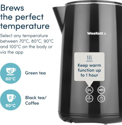 Alexa Smart Kettle, 1.7L - Smart Home Voice Control Kettle - Temperature Control Kettle with Cool Touch, LED Display & Keep Warm Function - 3000w Energy Efficient & BPA Free - Black - Image 3