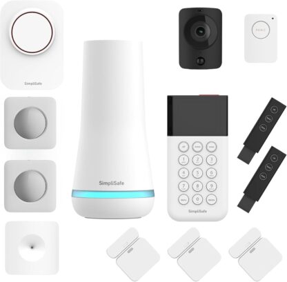 SimpliSafe Home Security System | 13 Piece Home Security Camera & Alarm System with Entry Sensor, Motion Detector & Outdoor Siren - Optional Monitoring Subscription - Compatible with Alexa