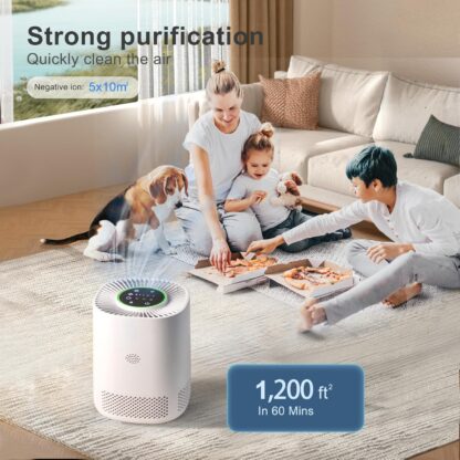 Smart WiFi Air Purifier for Bedroom, App-Controlled Smart Home Gadgets H13 True HEPA Filter, Air Filter with Three-Speed Mode Adjustment,Sleep Mode and Timer Function, Removes Dust, Pollen, Smoke - Image 2