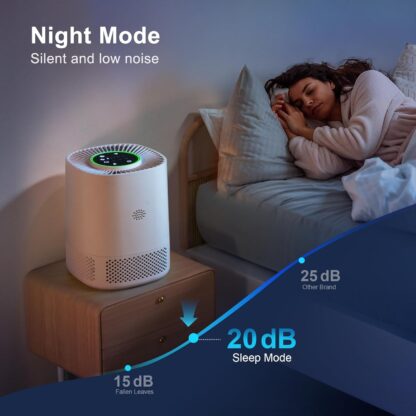 Smart WiFi Air Purifier for Bedroom, App-Controlled Smart Home Gadgets H13 True HEPA Filter, Air Filter with Three-Speed Mode Adjustment,Sleep Mode and Timer Function, Removes Dust, Pollen, Smoke - Image 5