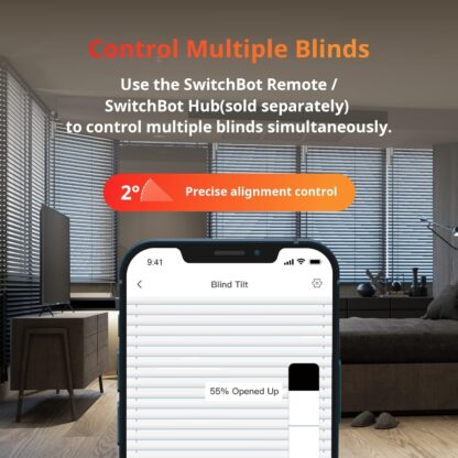 SwitchBot Blind Tilt Motorized Blinds - Smart Electric Blinds with Bluetooth Remote Control, Solar Powered, Light Sensing Control, Add Hub to Work with Alexa & Google Home - Image 4