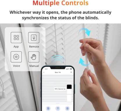 SwitchBot Blind Tilt Motorized Blinds - Smart Electric Blinds with Bluetooth Remote Control, Solar Powered, Light Sensing Control, Add Hub to Work with Alexa & Google Home - Image 6