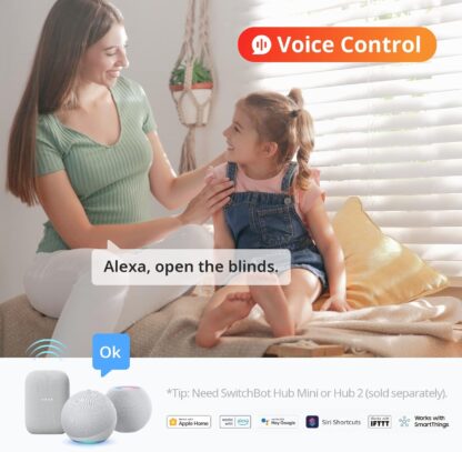 SwitchBot Blind Tilt Motorized Blinds - Smart Electric Blinds with Bluetooth Remote Control, Solar Powered, Light Sensing Control, Add Hub to Work with Alexa & Google Home - Image 7