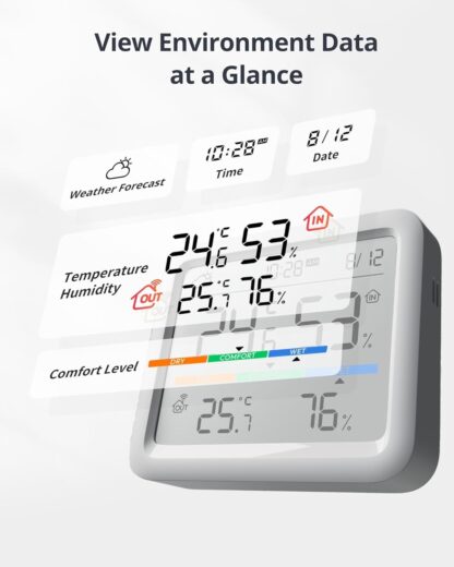 SwitchBot WiFi Weather Stations with Outdoor Sensor Wireless UK, Temperature Humidity Monitor with Date and Weather Forecast, Matter Hub Makes Station Work with Alexa, Apple Homekit, Google Home - Image 2