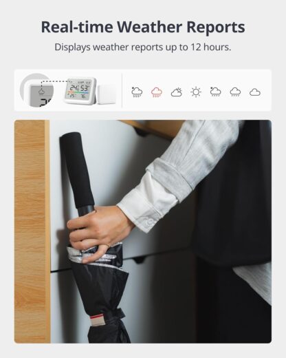 SwitchBot WiFi Weather Stations with Outdoor Sensor Wireless UK, Temperature Humidity Monitor with Date and Weather Forecast, Matter Hub Makes Station Work with Alexa, Apple Homekit, Google Home - Image 4