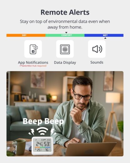 SwitchBot WiFi Weather Stations with Outdoor Sensor Wireless UK, Temperature Humidity Monitor with Date and Weather Forecast, Matter Hub Makes Station Work with Alexa, Apple Homekit, Google Home - Image 6