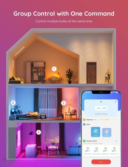 Govee RGBWW Smart Bulb, WiFi Alexa Light Bulbs B22, 54 Dynamic Scenes, 800LM, Music Sync, DIY 16 Million Color, Work with Alexa & Google Assistant, 2 Packs - Image 16