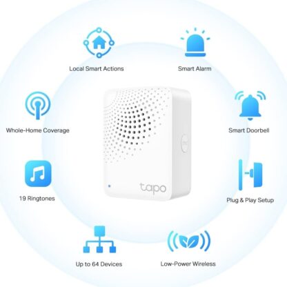 Tapo Smart Iot Hub with Chime, Work with Tapo Smart Switch, Button and Sensor, Connect Up to 64 Device, 19 Ringtone Options, No Wiring Required (Tapo H100) - Image 2