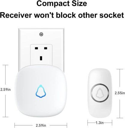 SECRUI Wireless Doorbell, Plug in Waterproof Operating at 1,000 Feet Long Range Cordless Battery Operated Doorbell with 58 Chimes 5 Volume Levels LED Light Easy Install for Home, School, Office-White - Image 16