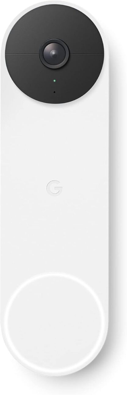 Google GWX3T Nest Doorbell (Battery) - Wireless 960p Video Doorbell - Smart WiFi Motion Only Doorbell Camera, Snow, 1 Count (Pack of 1)