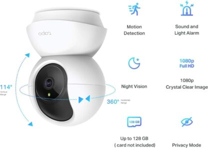 Tapo Wifi Camera, Indoor Camera for Security, 1080p Pet Camera, Wireless 360° for Baby Monitor, AI Monitor,Smart Motion Detection & Tracking,Night Vision, Works with Alexa&Google (TC70) No Monthly Fee - Image 2