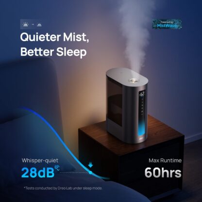 Dreo Humidifier for Bedroom, 6L Top Fill Warm & Cool Mist with Smart Control, Oil Diffuser, 60h Runtime, Timer, High Precision Humidity Sensor, Quiet Air Humidifier for Home, Work with Alexa - Image 6