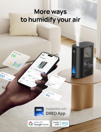 Dreo Humidifier for Bedroom, 6L Top Fill Warm & Cool Mist with Smart Control, Oil Diffuser, 60h Runtime, Timer, High Precision Humidity Sensor, Quiet Air Humidifier for Home, Work with Alexa - Image 12