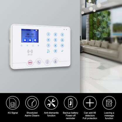 Wolf Guard W4Q-W03 WiFi + 4G Wireless Home Burglar Alarm System Kit. Tuya Smartlife APP Amazon Alexa, with Siren Window Door sensor Motion Detector RFID - Image 2