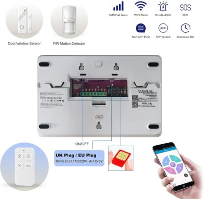 Wolf Guard W4Q-W03 WiFi + 4G Wireless Home Burglar Alarm System Kit. Tuya Smartlife APP Amazon Alexa, with Siren Window Door sensor Motion Detector RFID - Image 5