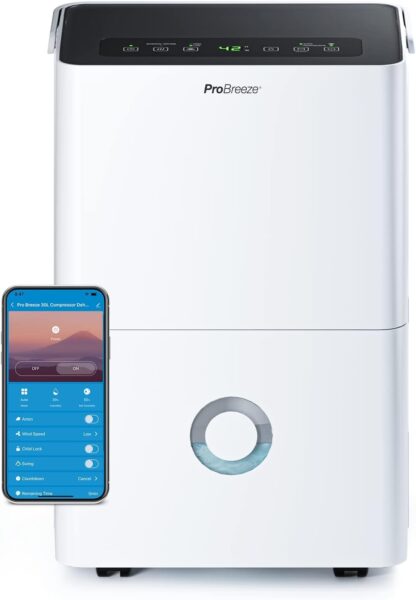 Pro Breeze® 20L/Day Dehumidifier with Digital Humidity Display, Sleep Mode, Continuous Drainage, Laundry Drying and 24 Hour Timer - Ideal for Damp and Condensation - Image 19