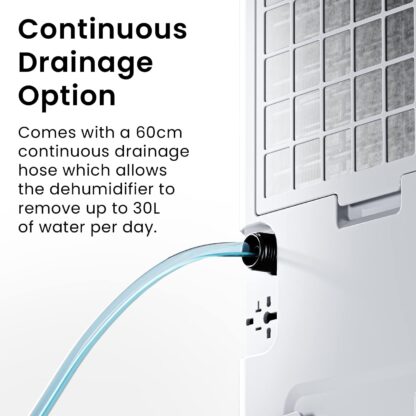 Pro Breeze® 20L/Day Dehumidifier with Digital Humidity Display, Sleep Mode, Continuous Drainage, Laundry Drying and 24 Hour Timer - Ideal for Damp and Condensation - Image 25