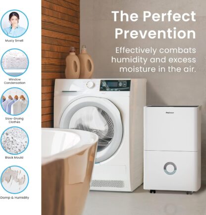 Pro Breeze® 20L/Day Dehumidifier with Digital Humidity Display, Sleep Mode, Continuous Drainage, Laundry Drying and 24 Hour Timer - Ideal for Damp and Condensation - Image 26