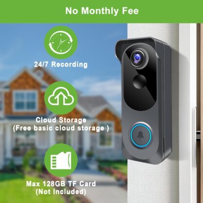 Wireless Video Doorbell Camera with Chime, 1080P Smart WiFi Door Bells Camera, Voice Changer, PIR Motion Detection, 2-Way Audio, Night Vision,Battery Powered, IP66, Works with Alexa & Google Home - Image 7