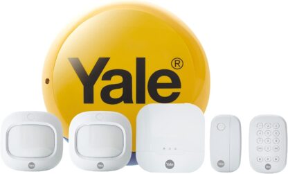 Yale IA-320 Sync Smart Home Alarm 6 piece kit. Includes Sync Alarm Hub, External Siren, 1x Door/Window Contacts, 2x PIR Motion Detector, Keypad. Works with Alexa, Google Assistant & Philips Hue