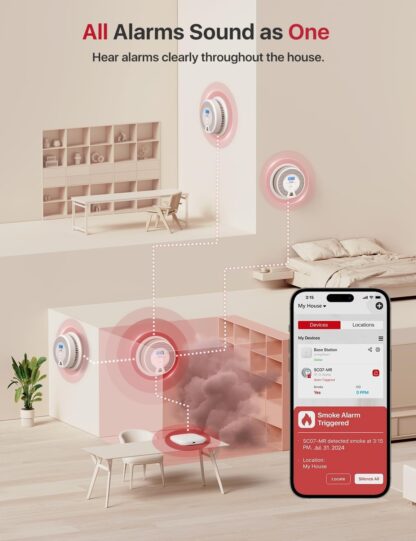 X-Sense Smart Smoke and Carbon Monoxide Alarm Combo 1 SC07-MR with 1 SBS50 Base Station, Interlinked Smoke Alarm and Carbon Monoxide Detector Compatible with X-Sense Home Security App, SC07-MR11 - Image 3