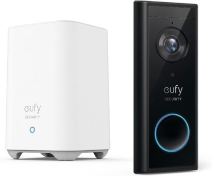 eufy Security, Video Doorbell S220 2K (Battery-Powered) with HomeBase, 2K HD, No Monthly Fee, On-Device AI Detection,16GB Local Storage, Simple Self-Installation, Compatible Devices