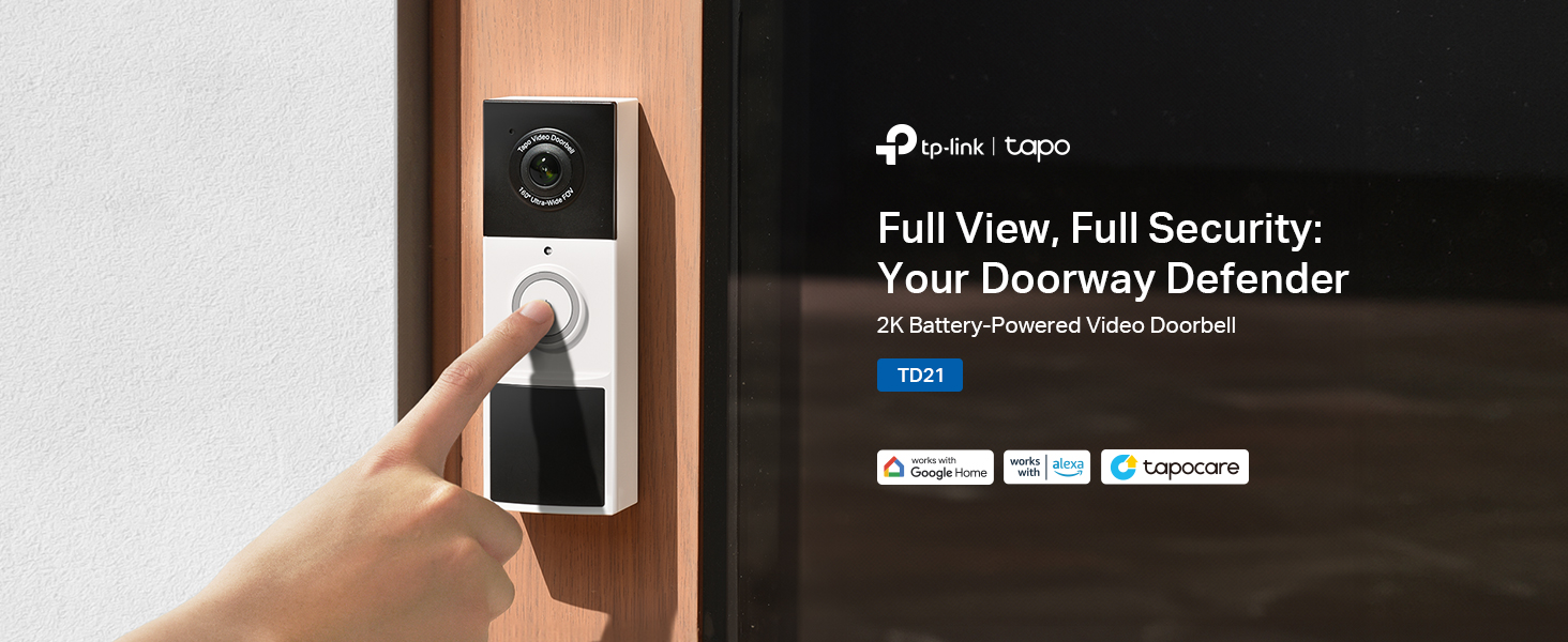 2K Battery-Powered Video Doorbell, Full View, Full Security: Your Doorway Defender